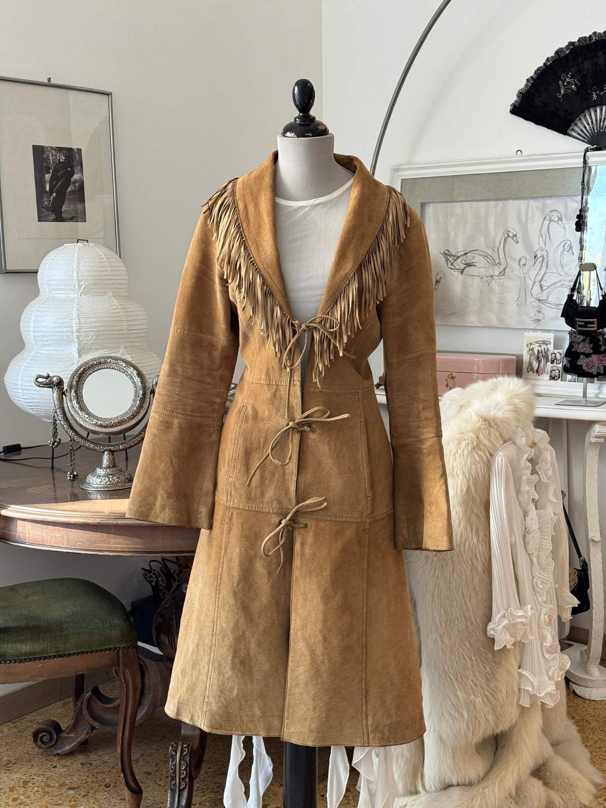 Morgan Suede Coat with Fringes