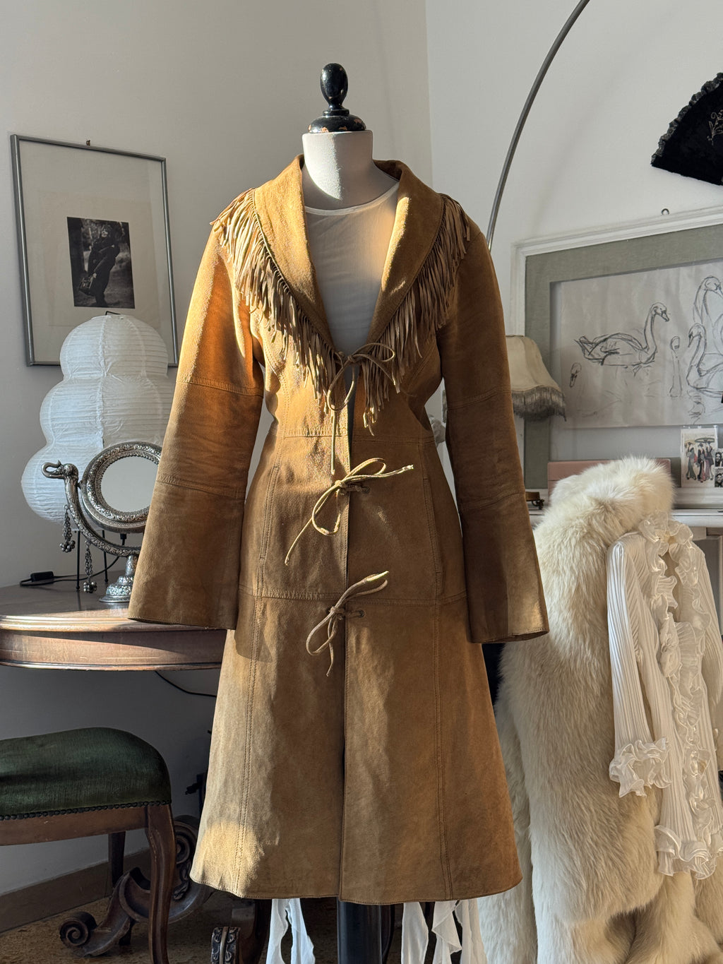 Morgan Suede Coat with Fringes