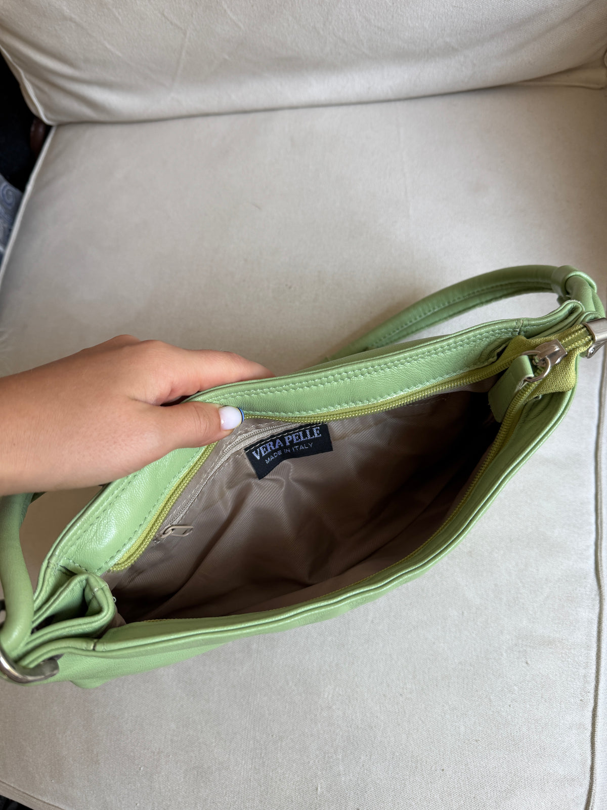 Mint Green Leather Shoulder Bag