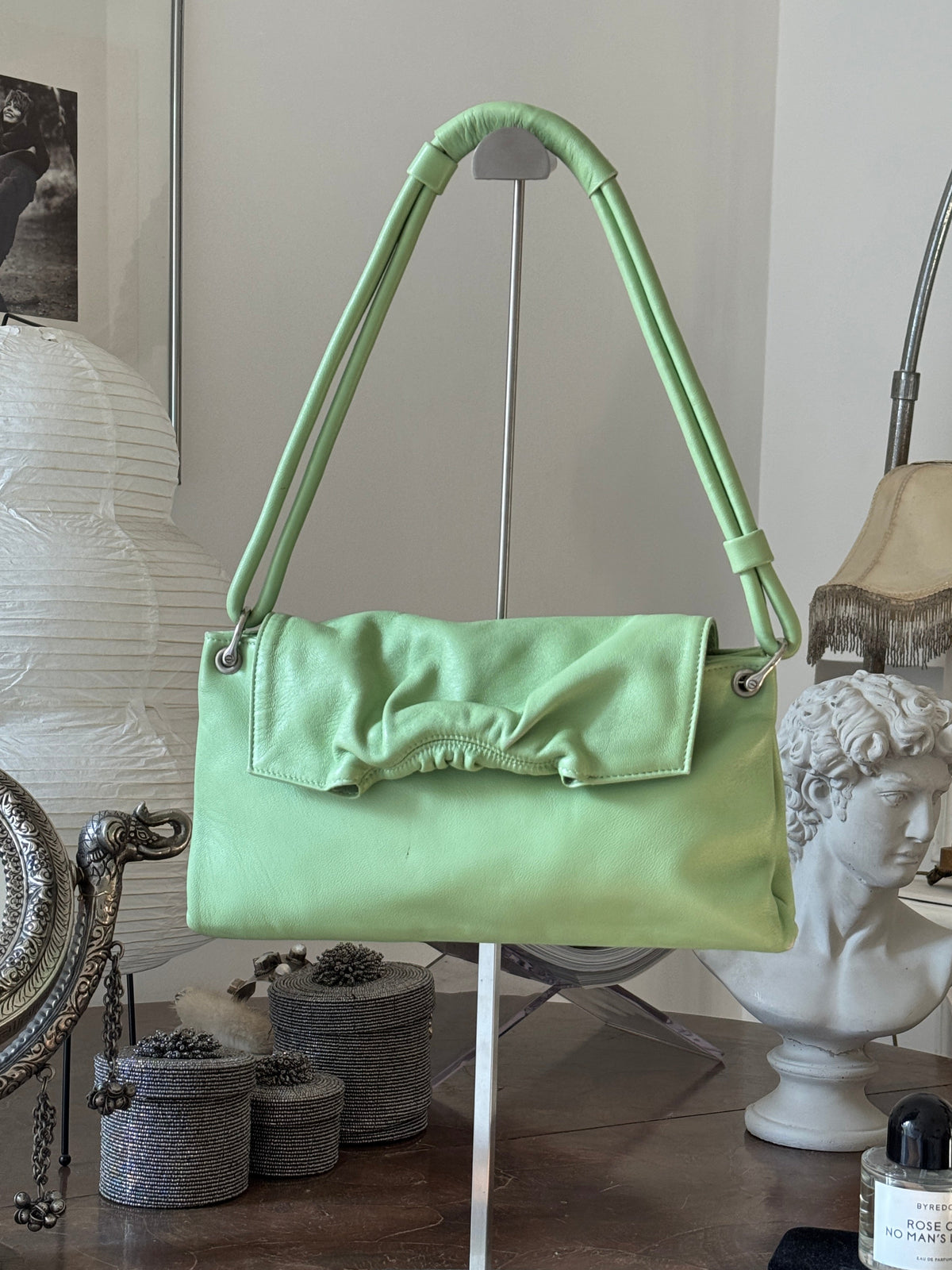 Mint Green Leather Shoulder Bag