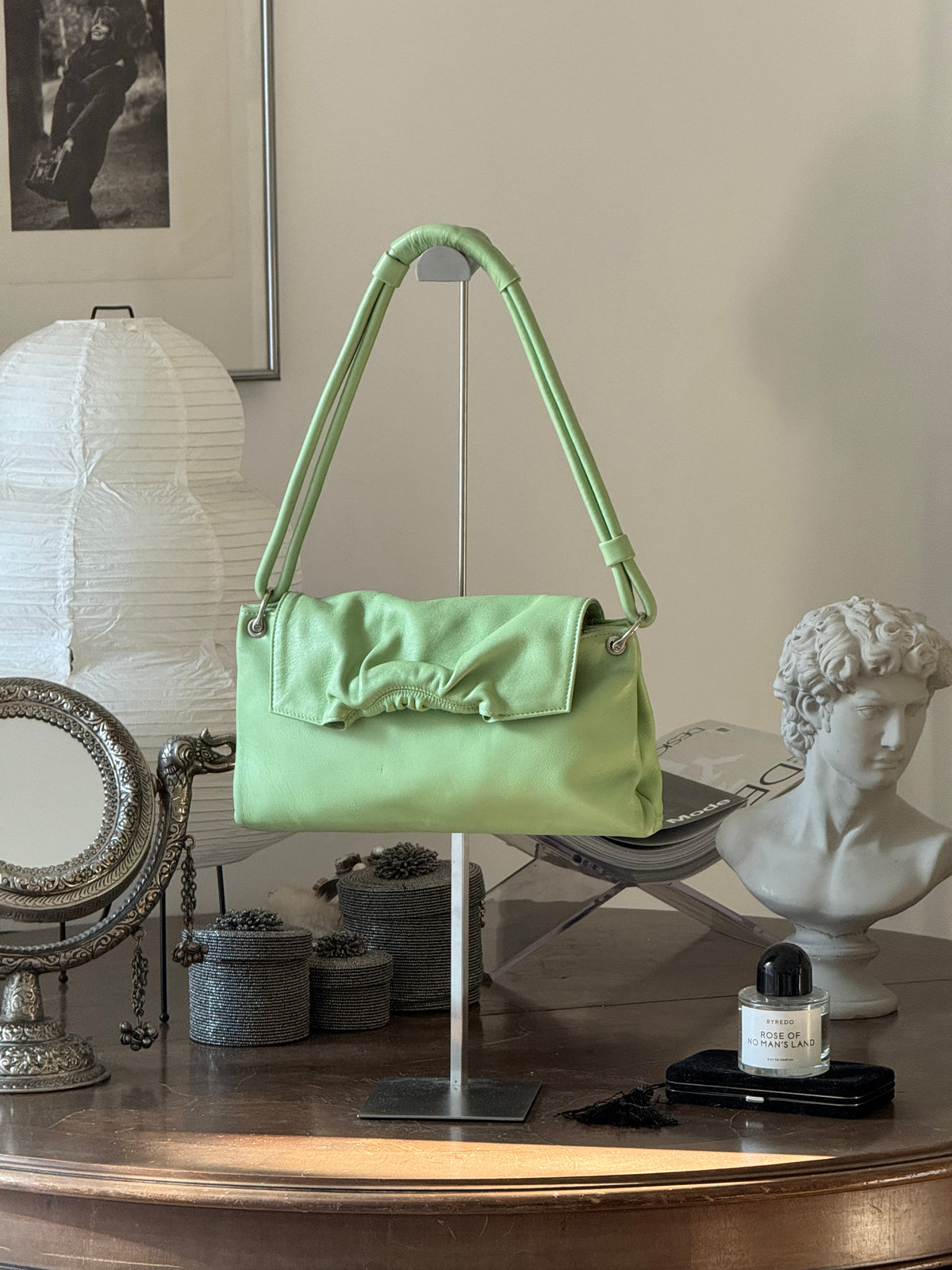 Mint Green Leather Shoulder Bag