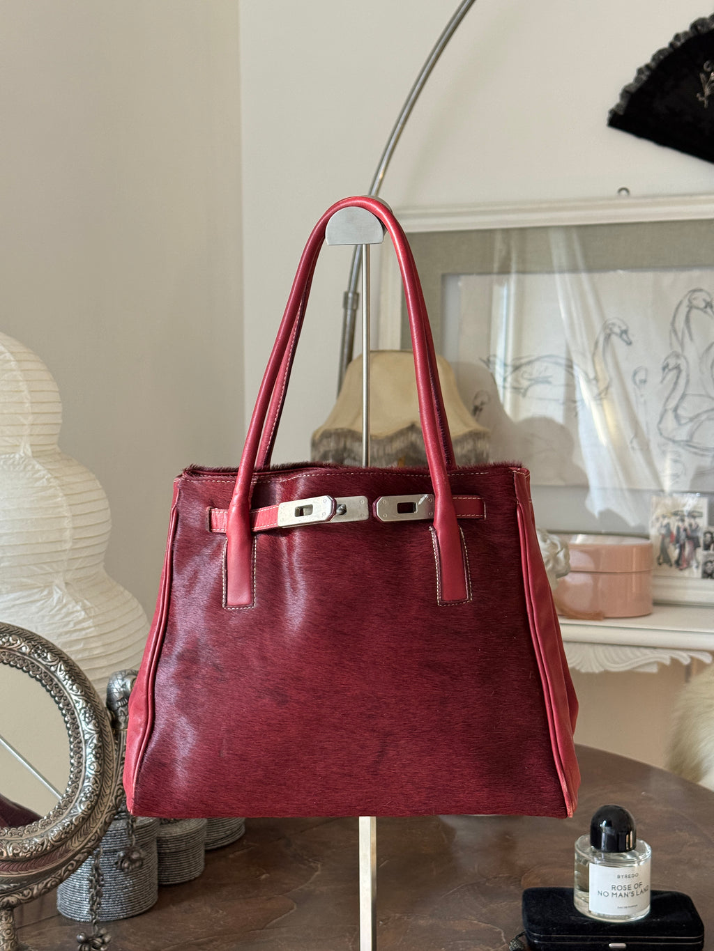 Bordeaux Pony Hair Bag