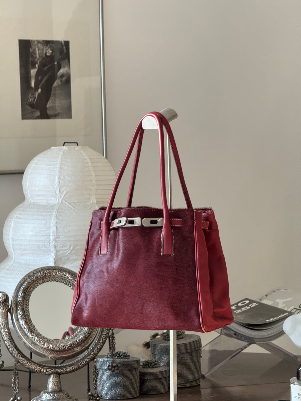 Bordeaux Pony Hair Bag