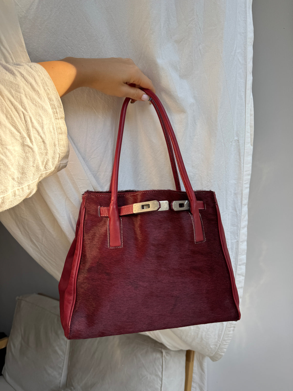 Bordeaux Pony Hair Bag