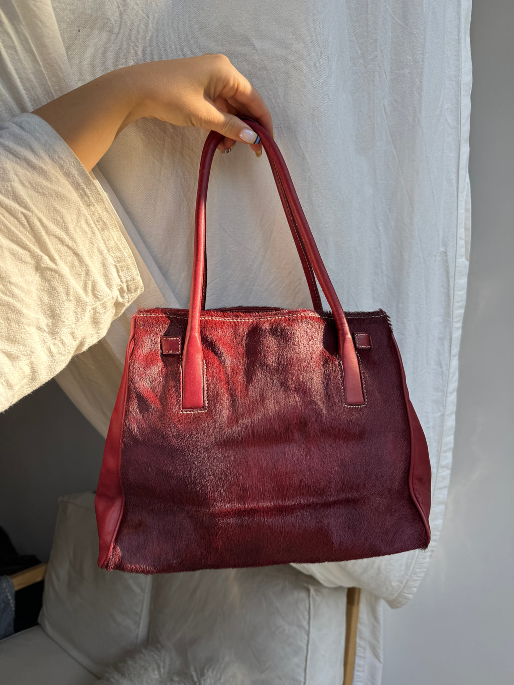 Bordeaux Pony Hair Bag