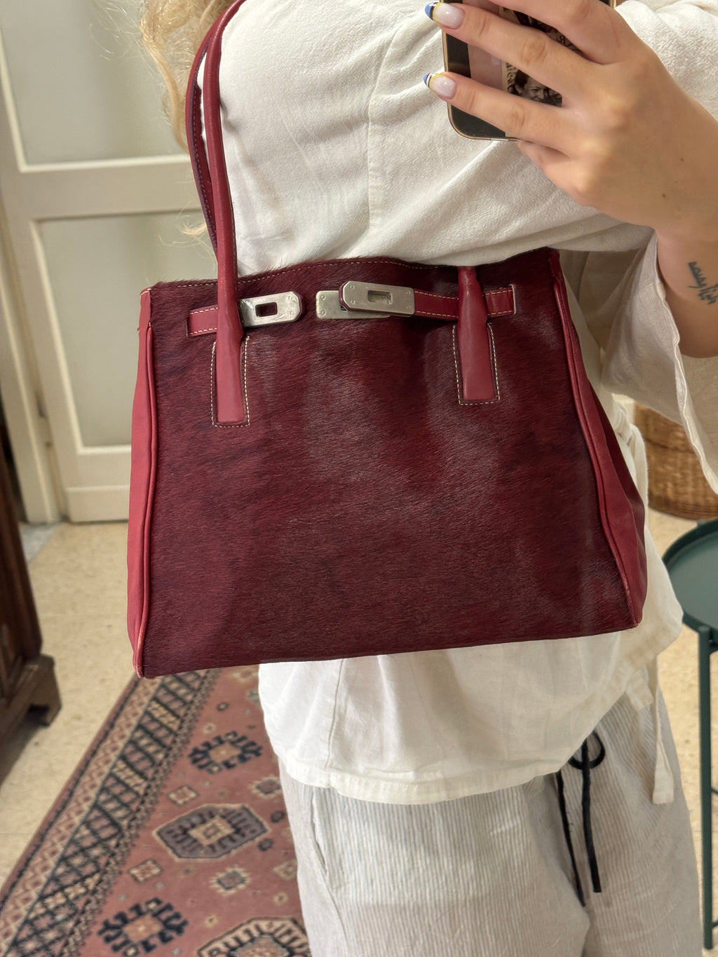 Bordeaux Pony Hair Bag