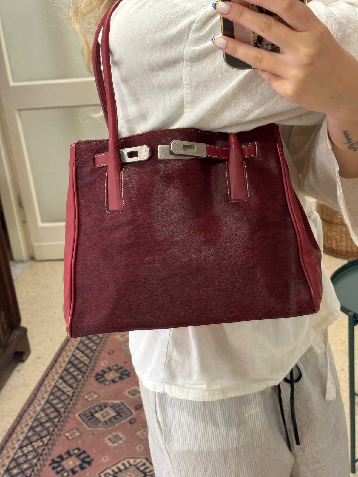 Bordeaux Pony Hair Bag