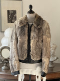 Grey Fur and Leather Bomber Jacket