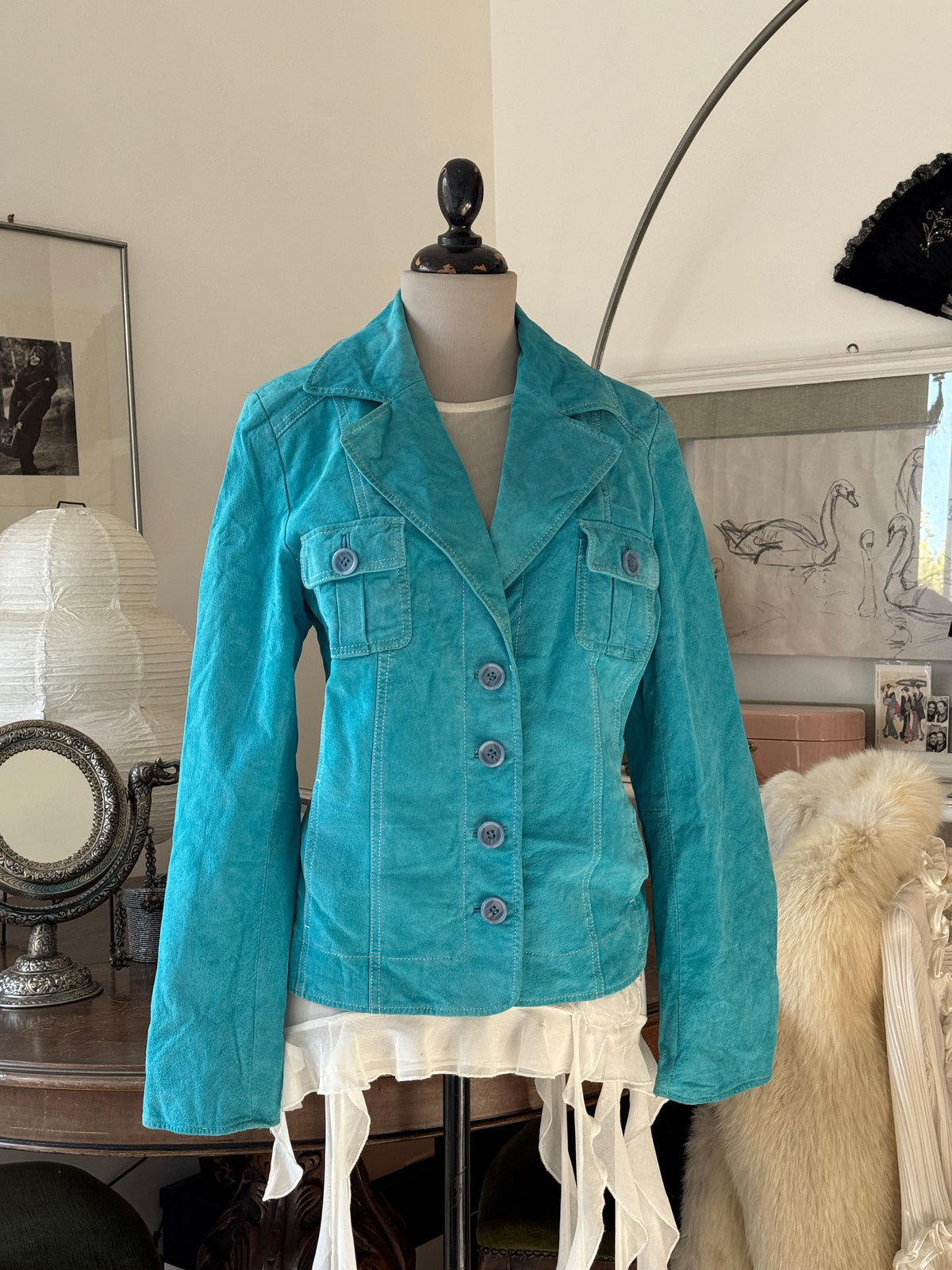 Turquoise Suede Jacket