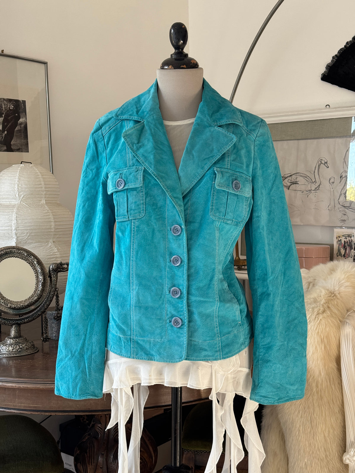 Turquoise Suede Jacket