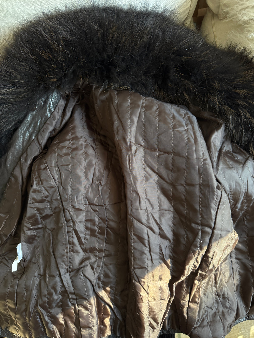 Brown Leather Jacket with Fur Collar