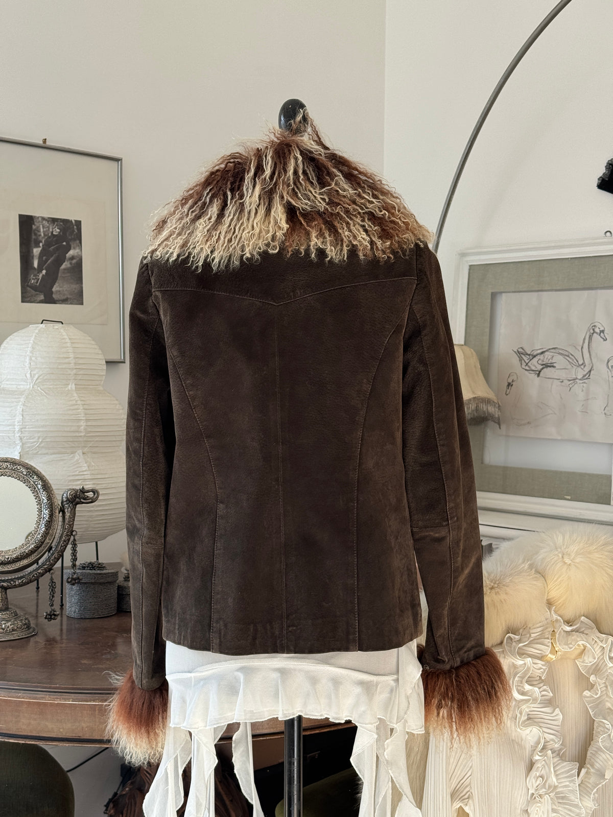 Afghan Leather Coat with Tibet Fur