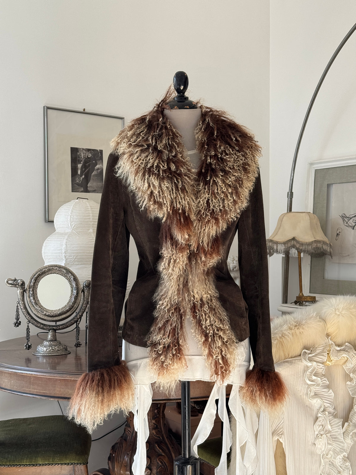 Afghan Leather Coat with Tibet Fur
