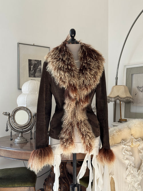 Afghan Leather Coat with Tibet Fur
