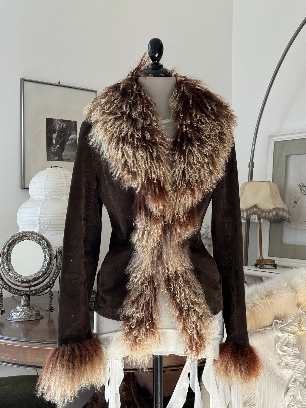 Afghan Leather Coat with Tibet Fur