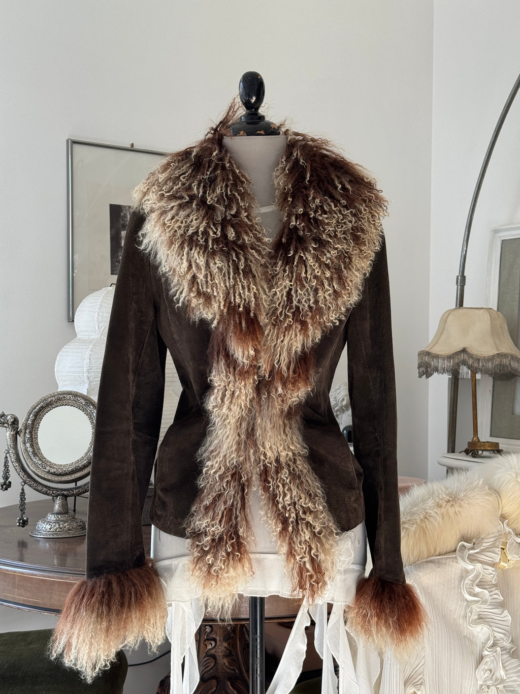 Afghan Leather Coat with Tibet Fur