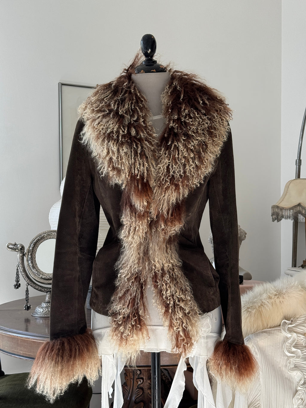 Afghan Leather Coat with Tibet Fur