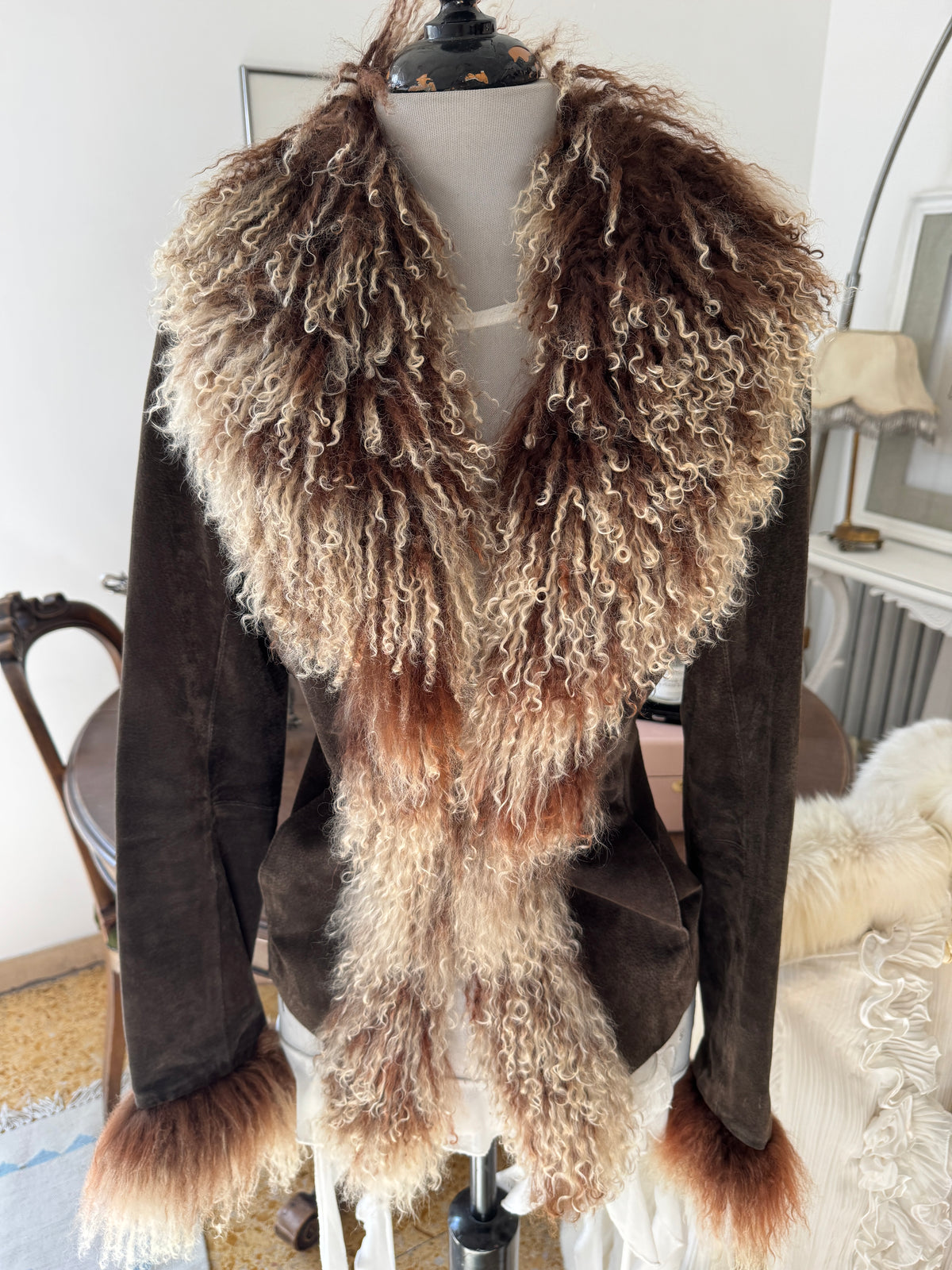 Afghan Leather Coat with Tibet Fur