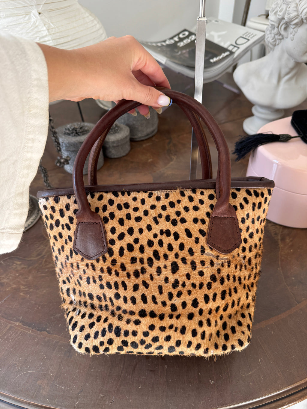 Polka Dot Bag with Pony Hair