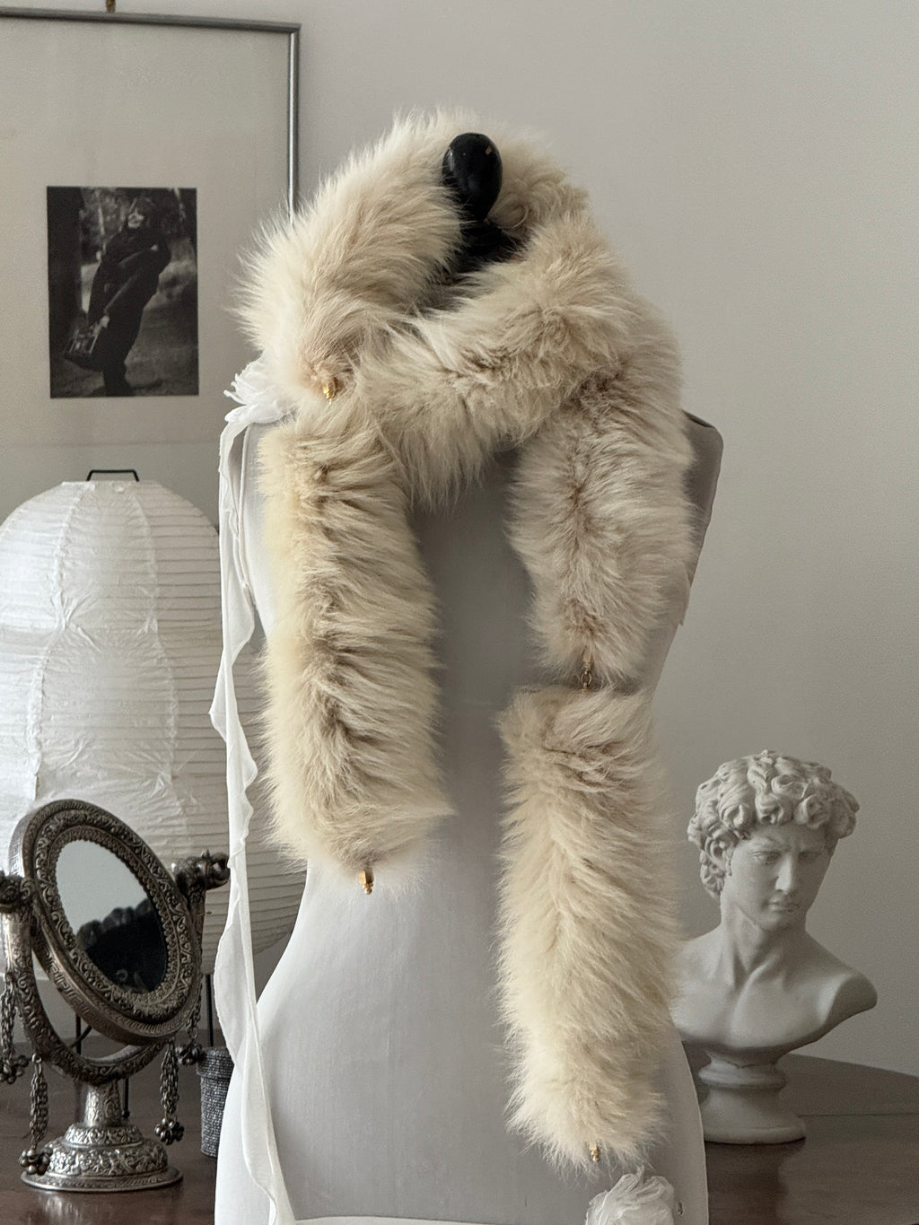 White Fox Fur Scarf