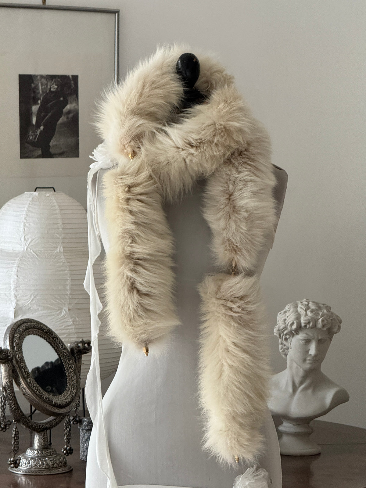 White Fox Fur Scarf