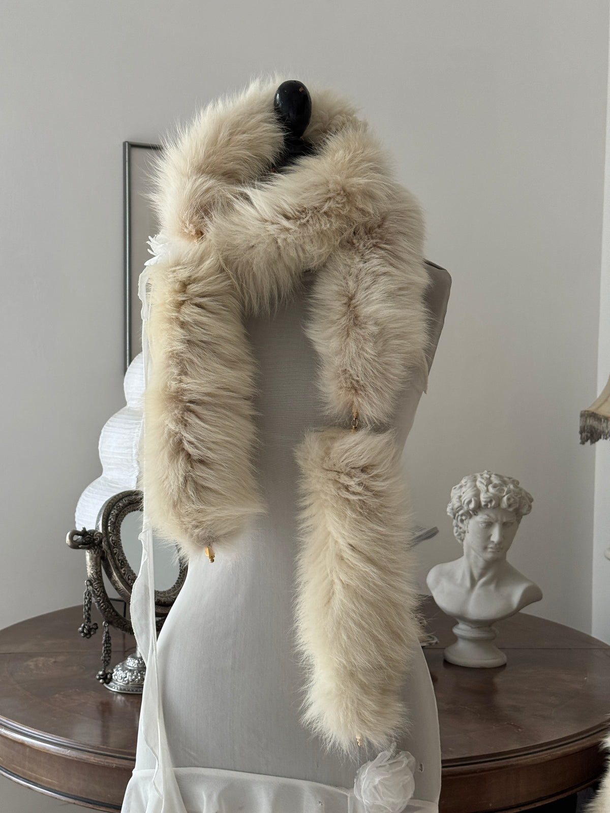 White Fox Fur Scarf
