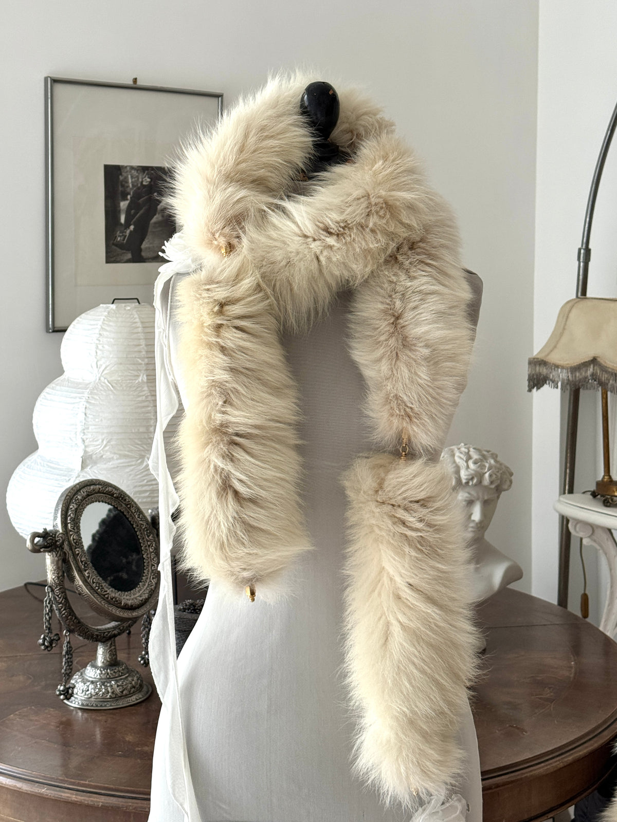 White Fox Fur Scarf