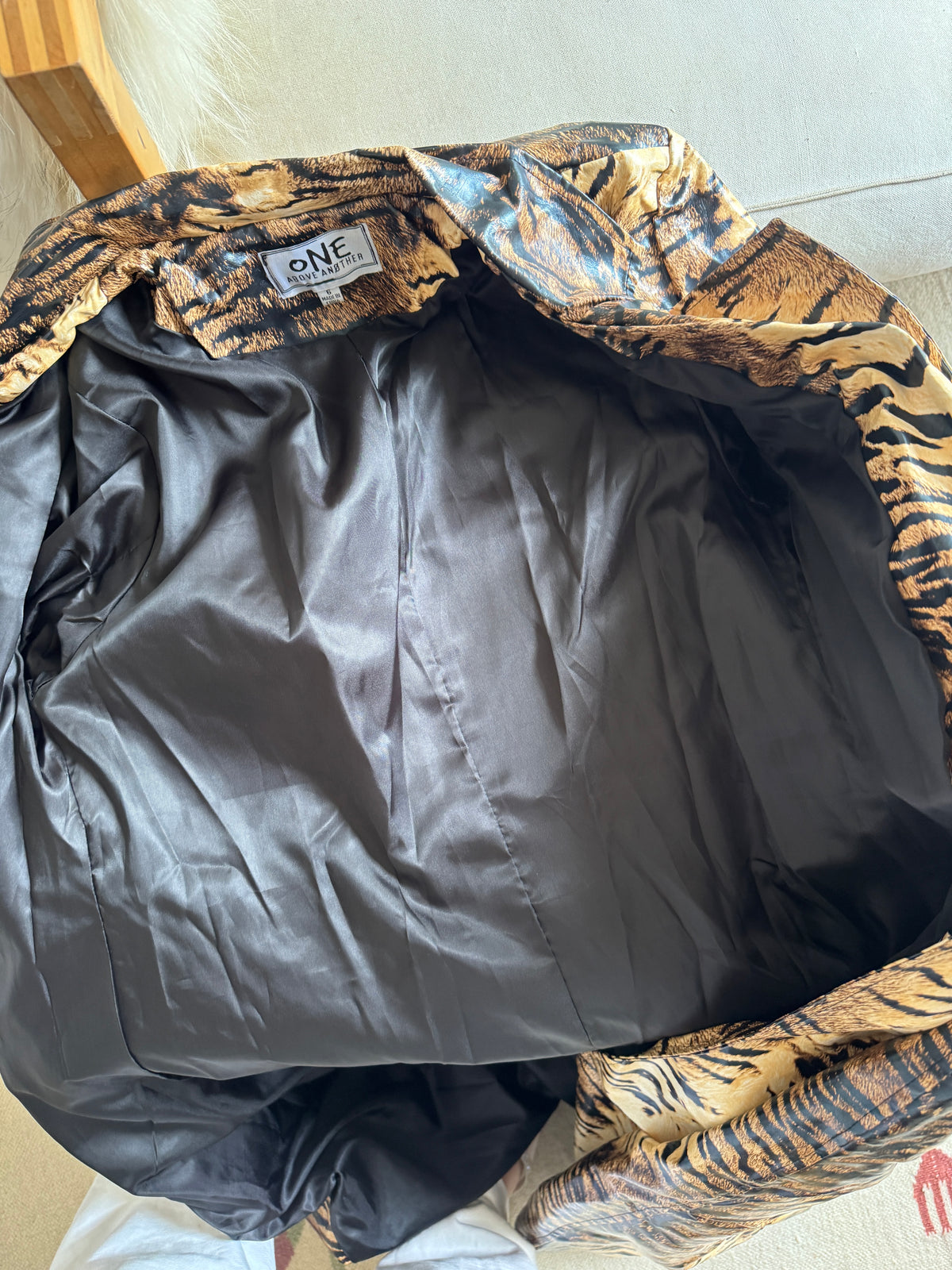 Long Tiger Print Trenchcoat