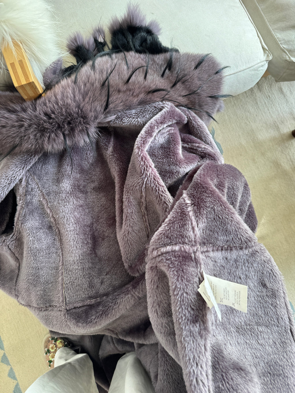 Purple Afghan Coat with Fur Details
