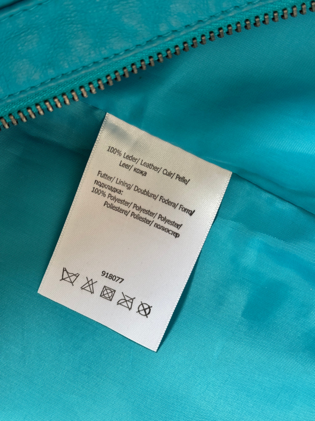 Turquoise Leather Jacket with Metallic Studs