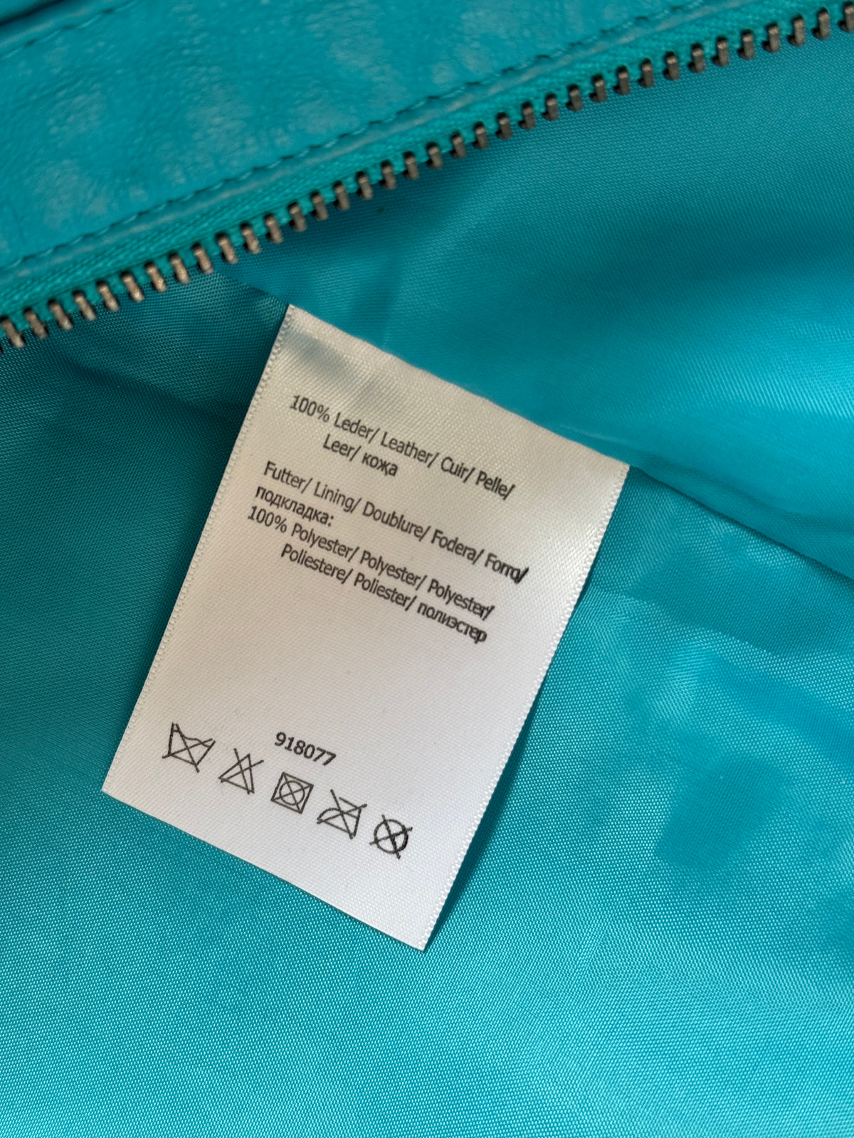 Turquoise Leather Jacket with Metallic Studs