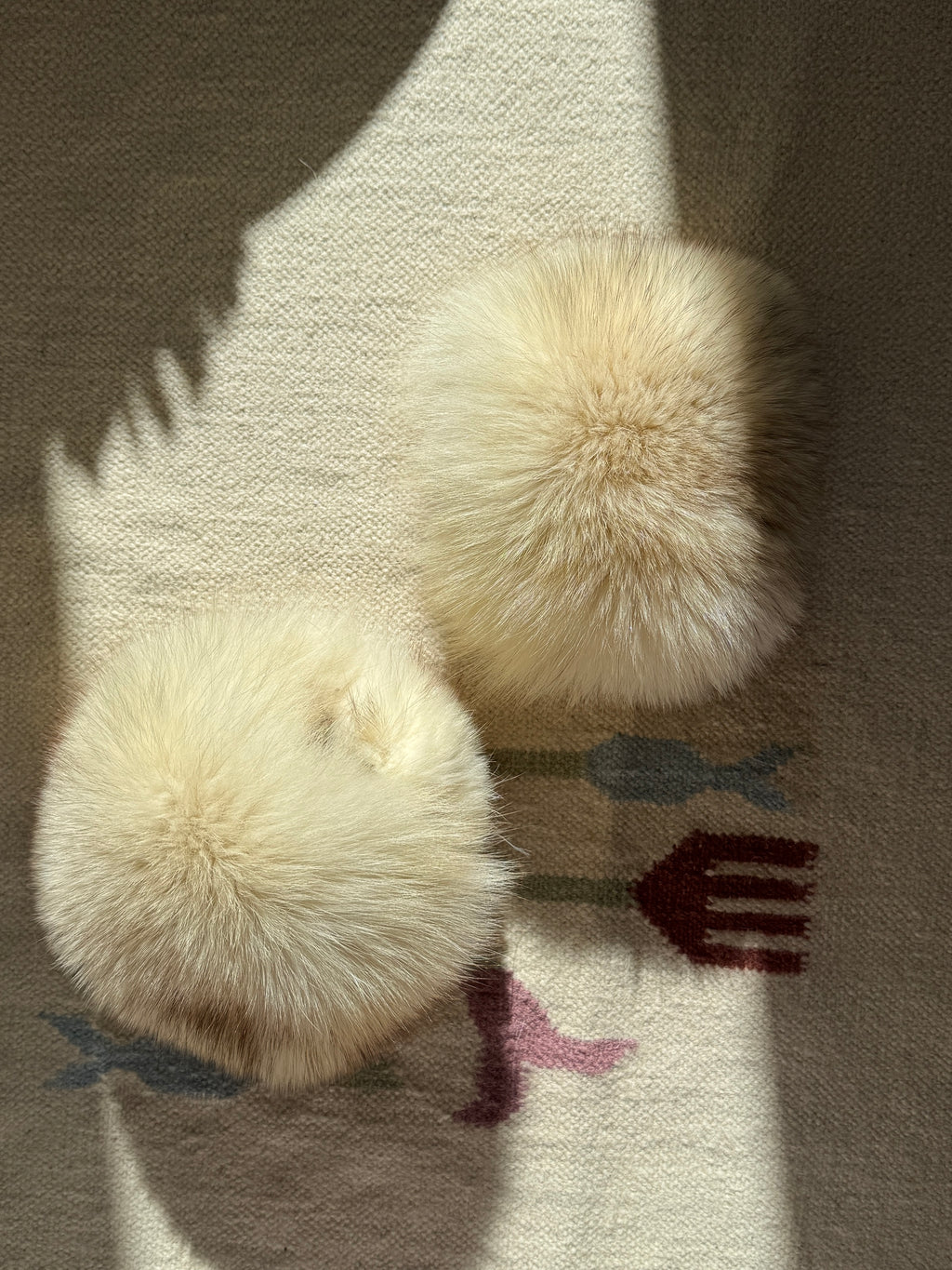 Creme 70´s Wool Coat with Detachable Fur Cuffs