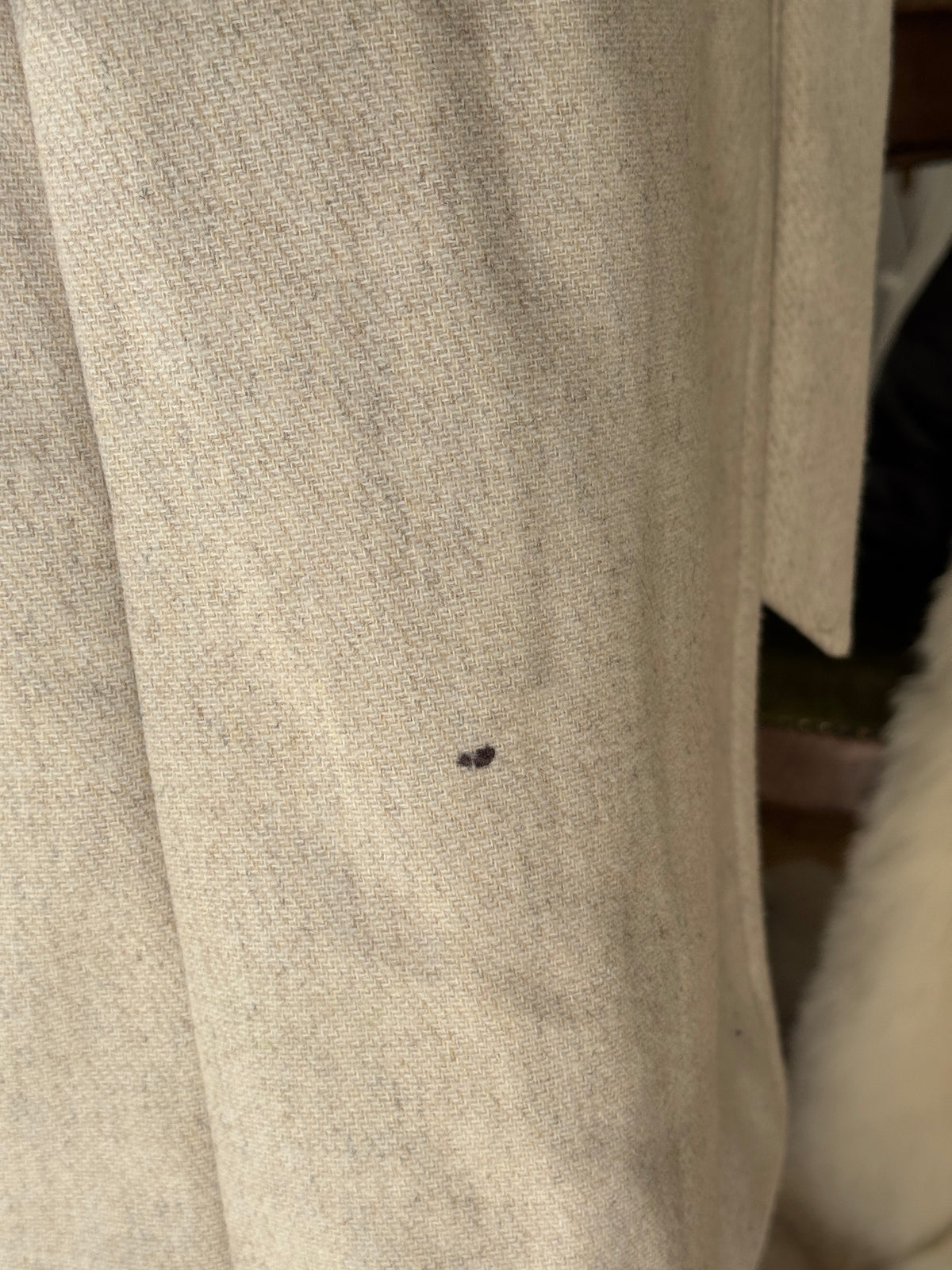 Grey Wool Coat with Detachable Fur Cuffs