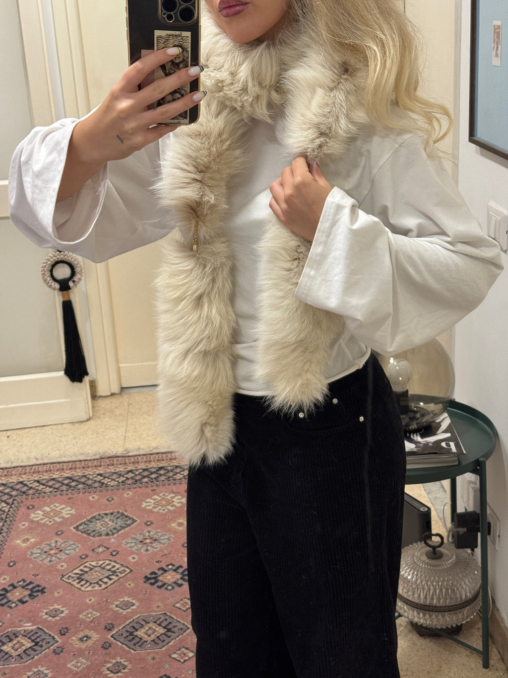 White Fox Fur Scarf