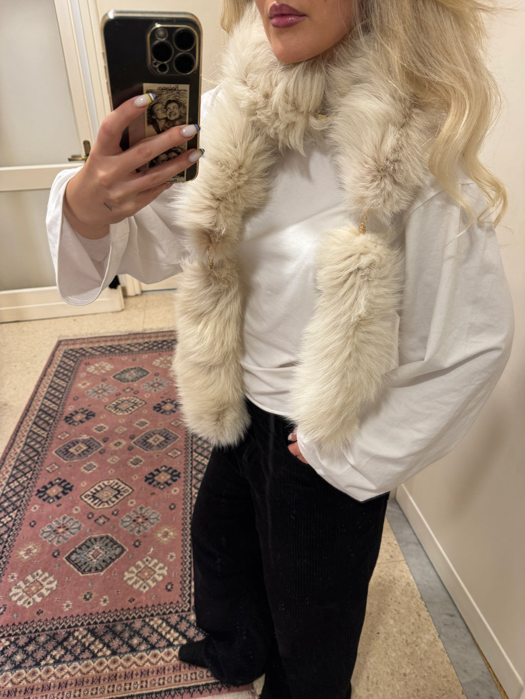 White Fox Fur Scarf