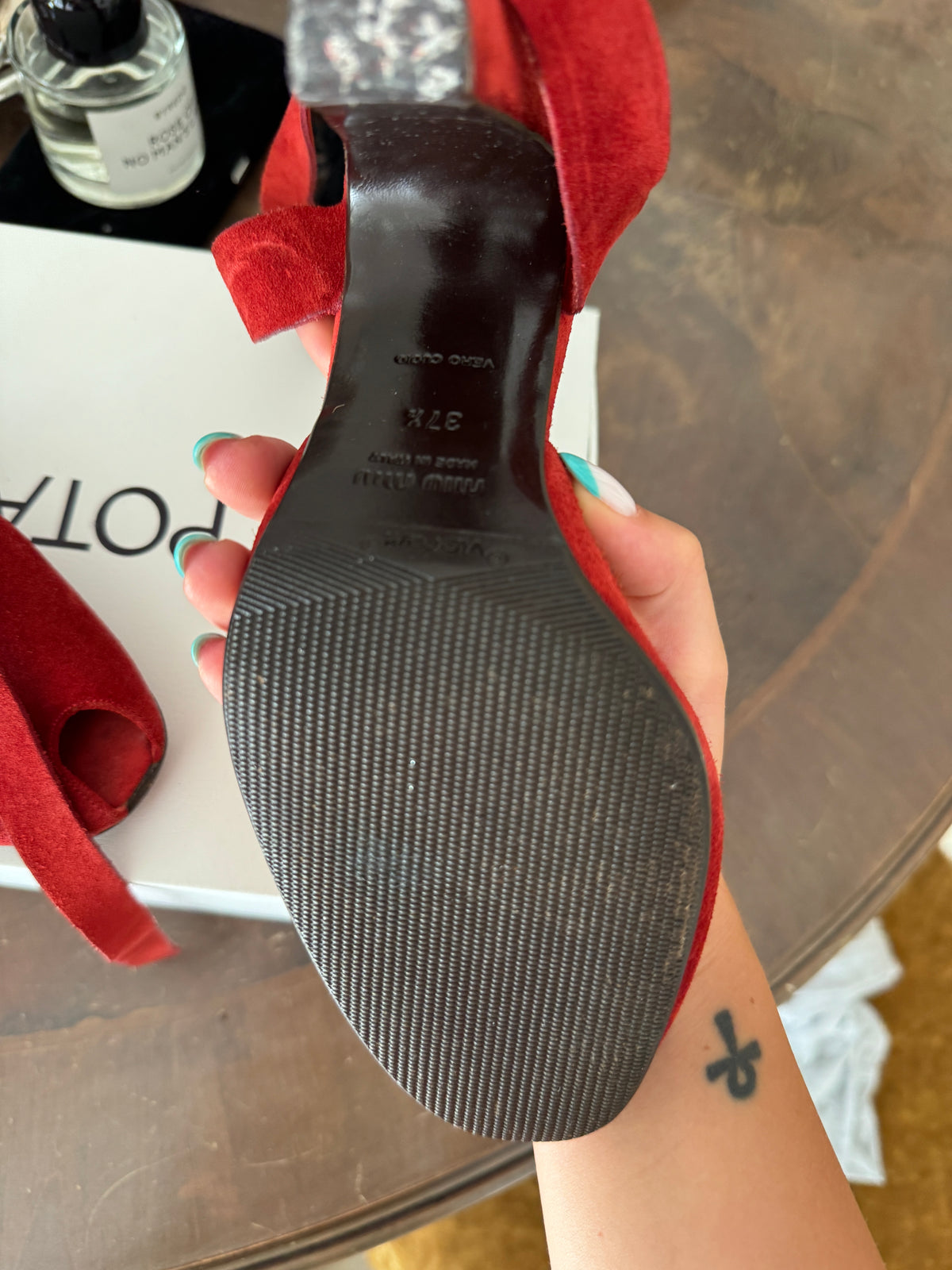 Red Suede Heels from Miu Miu