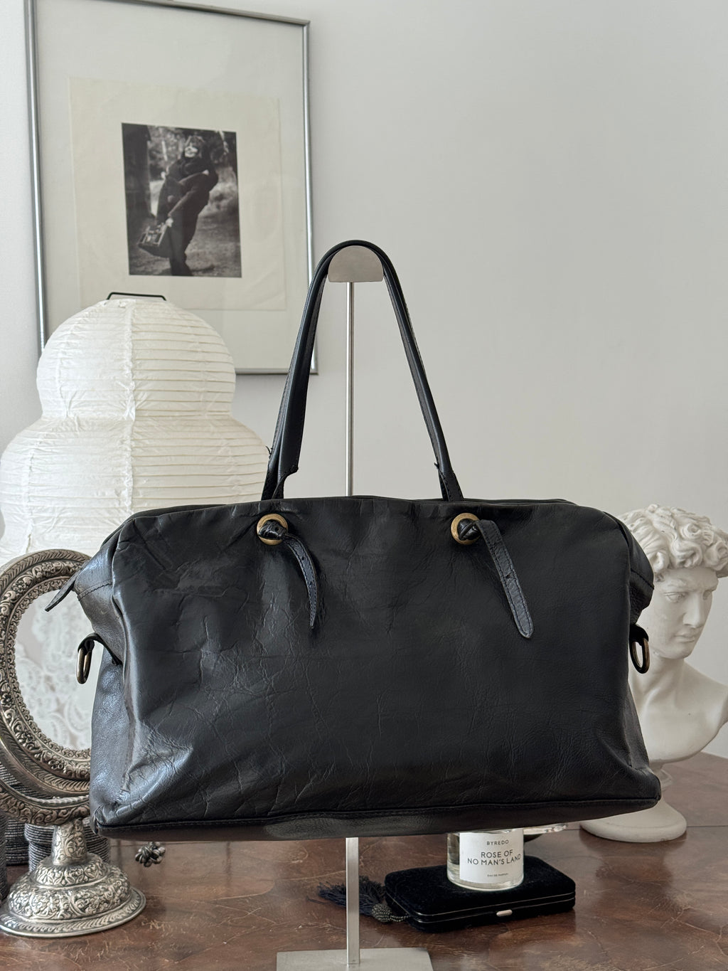 Black Real Leather Shoulder Bag