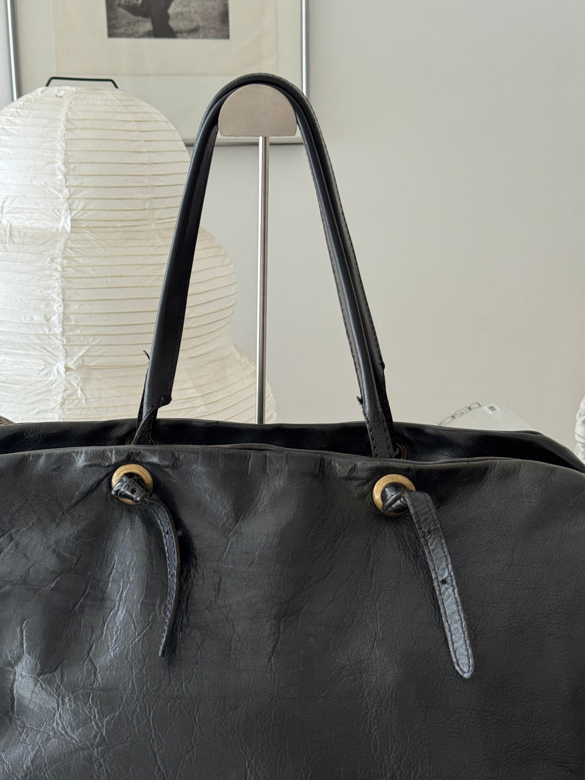 Black Real Leather Shoulder Bag