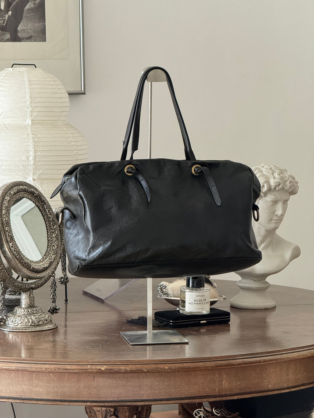Black Real Leather Shoulder Bag