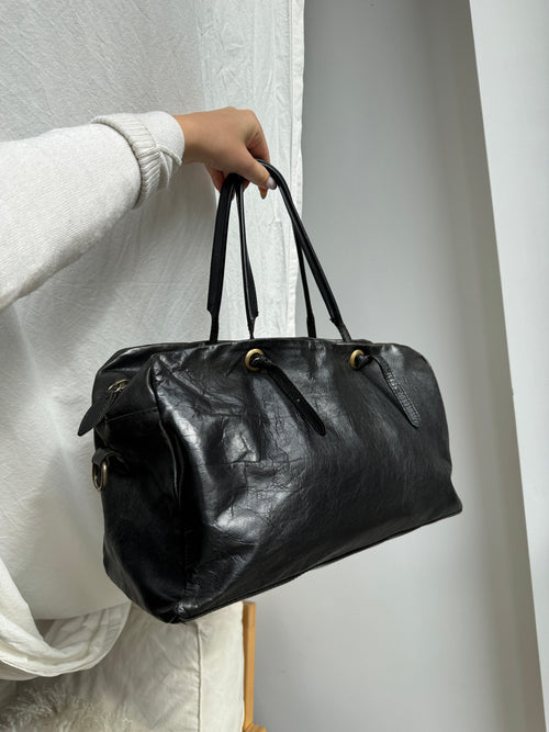 Black Real Leather Shoulder Bag