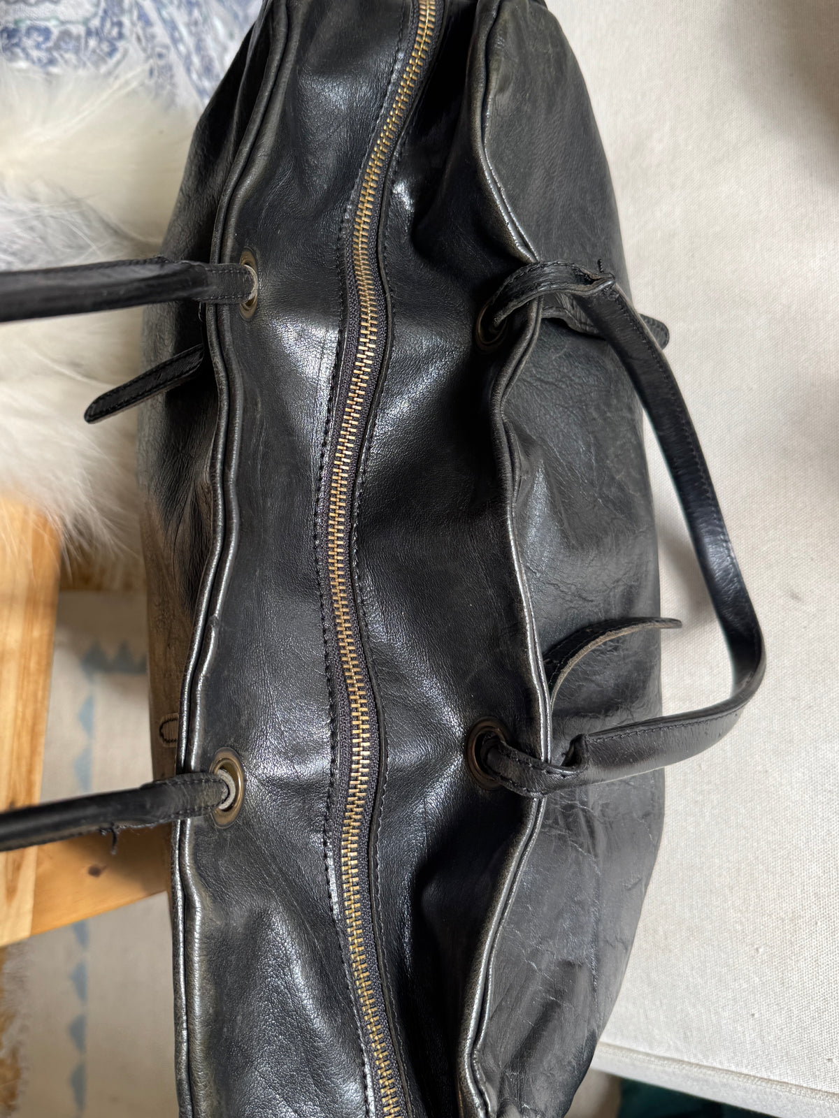Black Real Leather Shoulder Bag