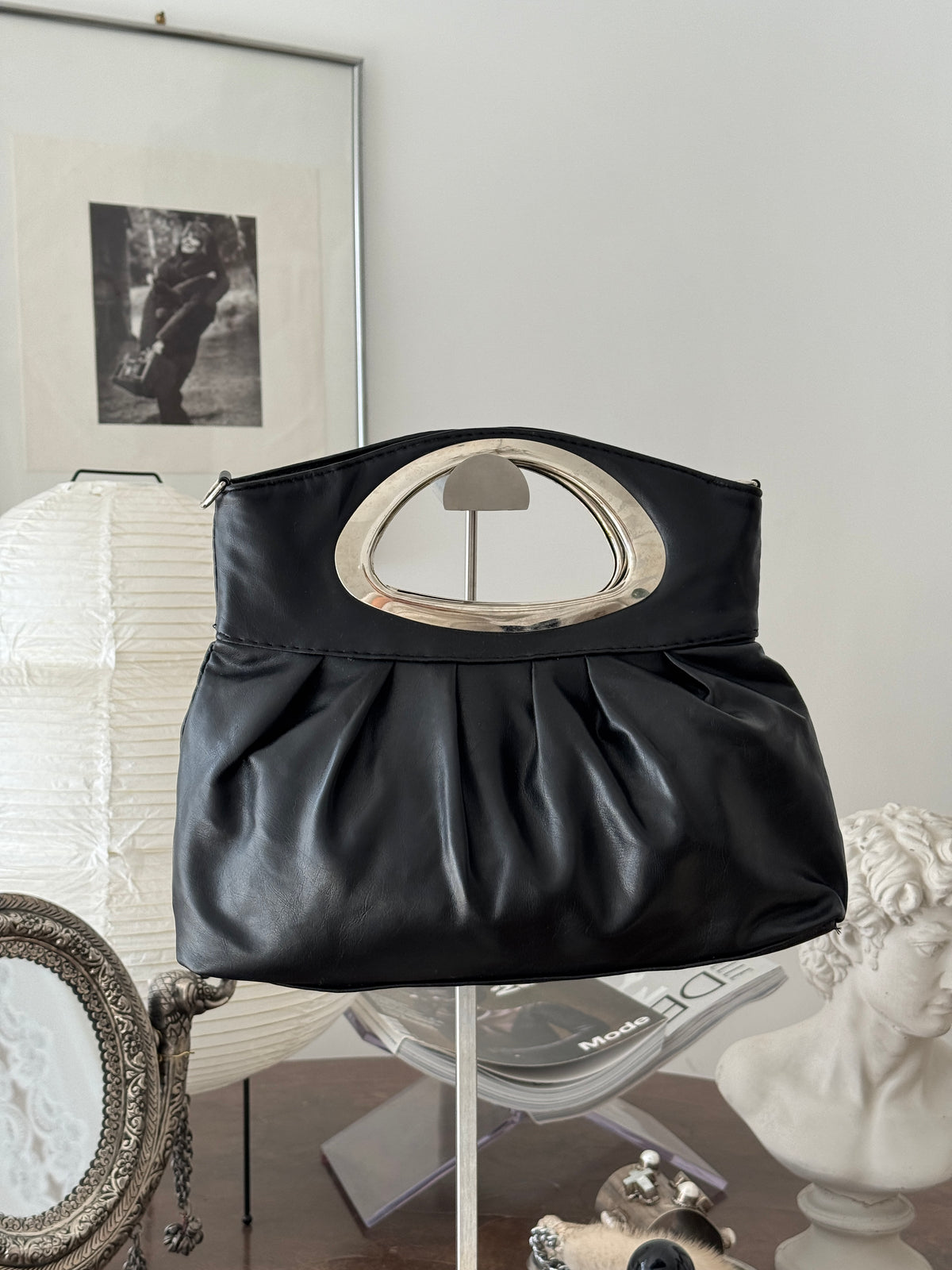 Black Clutch with Metallic Details