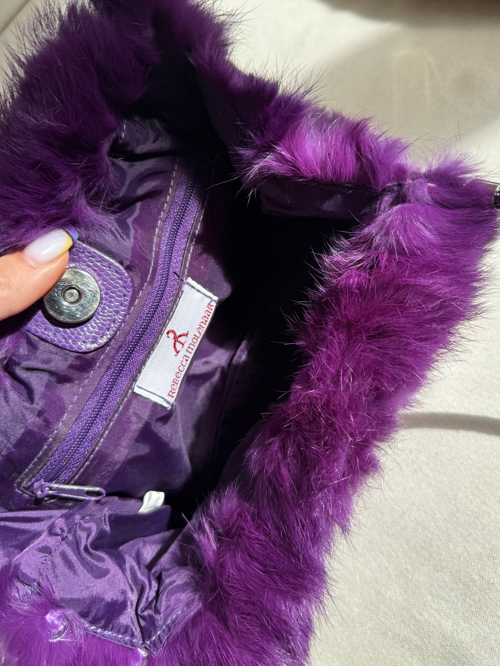 Purple Fur Shoulder Bag