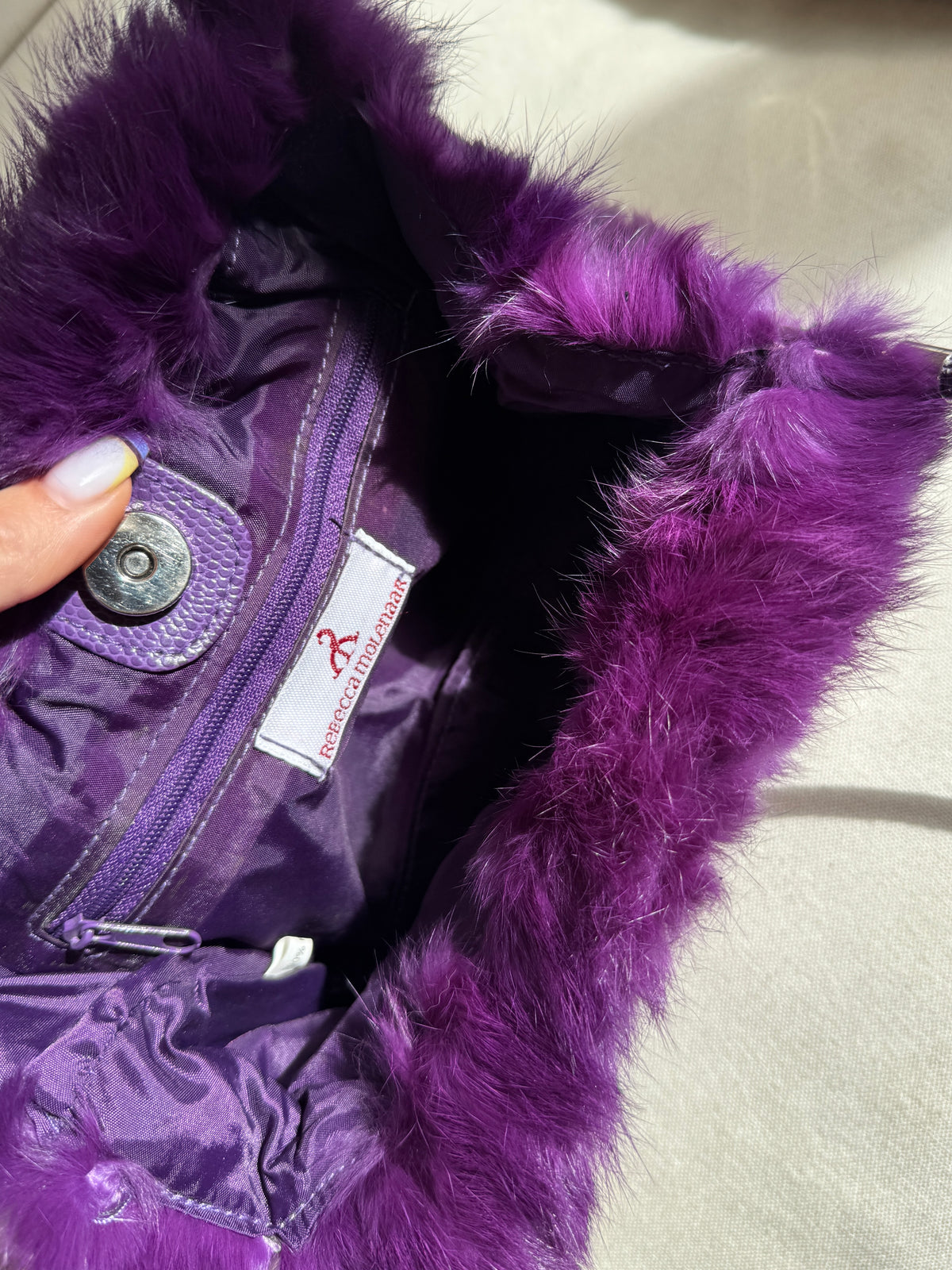 Purple Fur Shoulder Bag