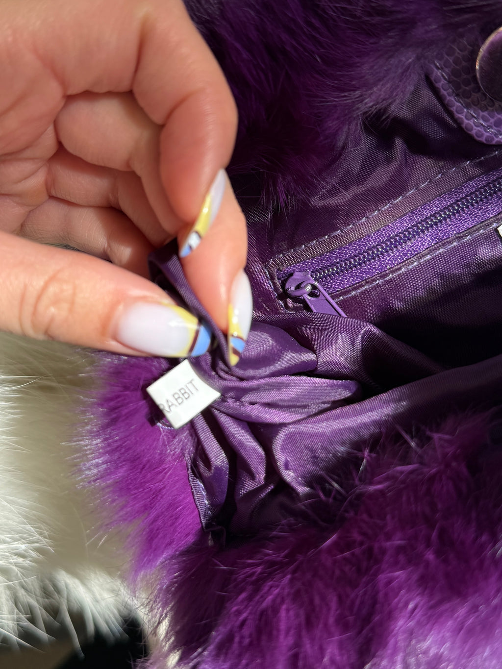 Purple Fur Shoulder Bag