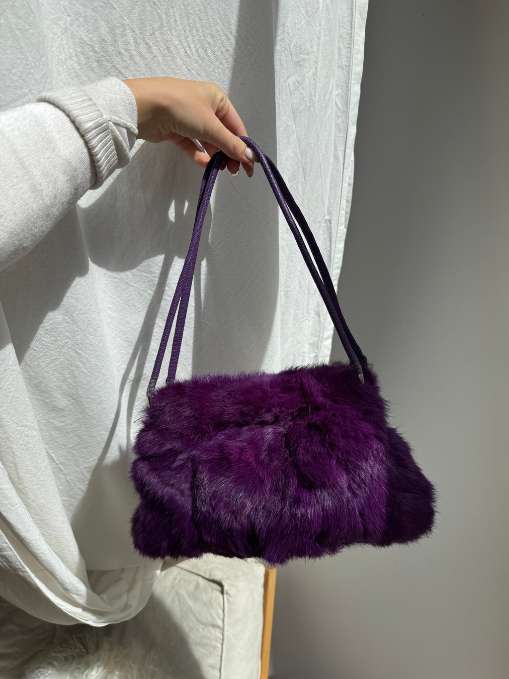 Purple Fur Shoulder Bag