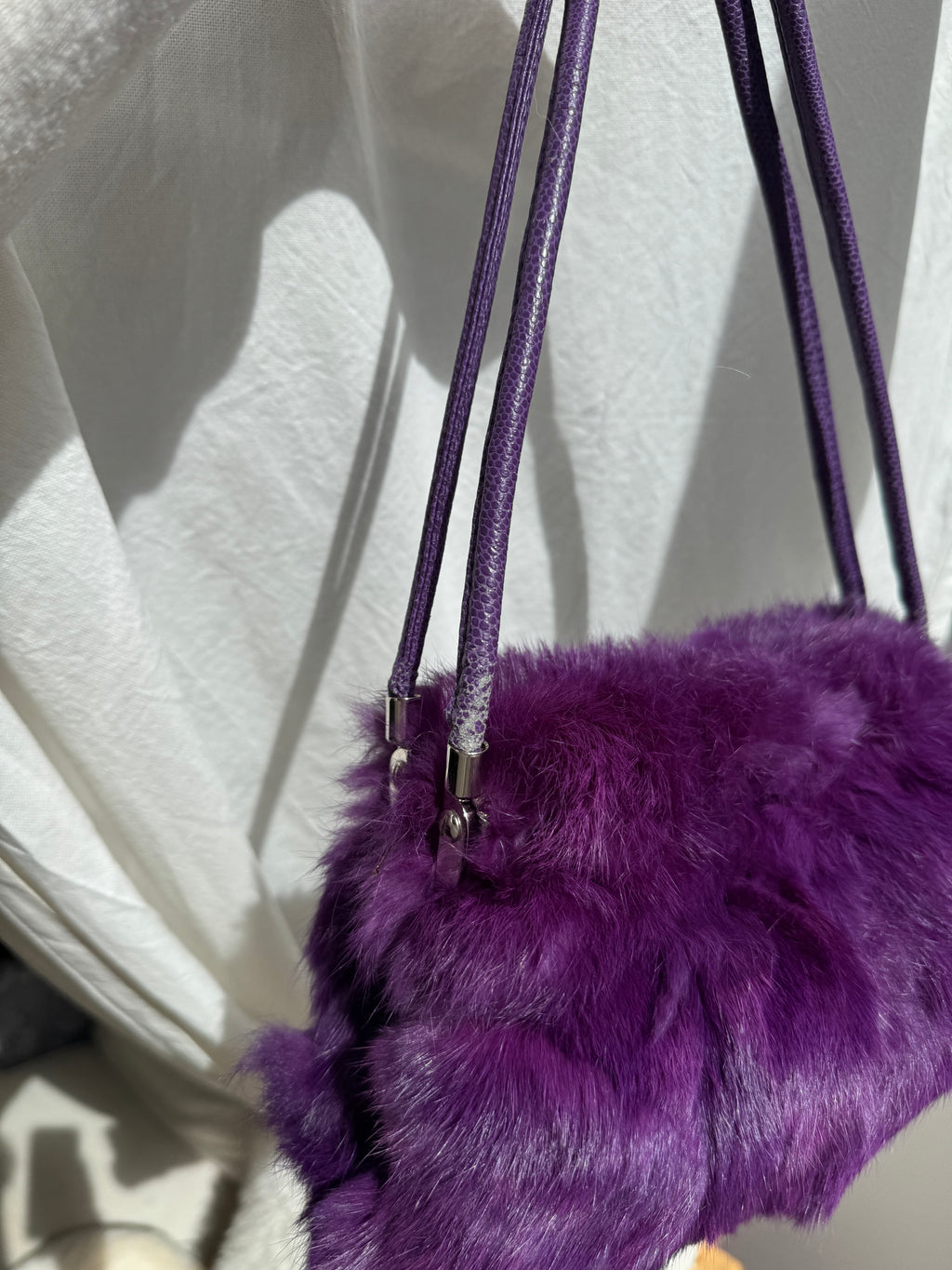 Purple Fur Shoulder Bag