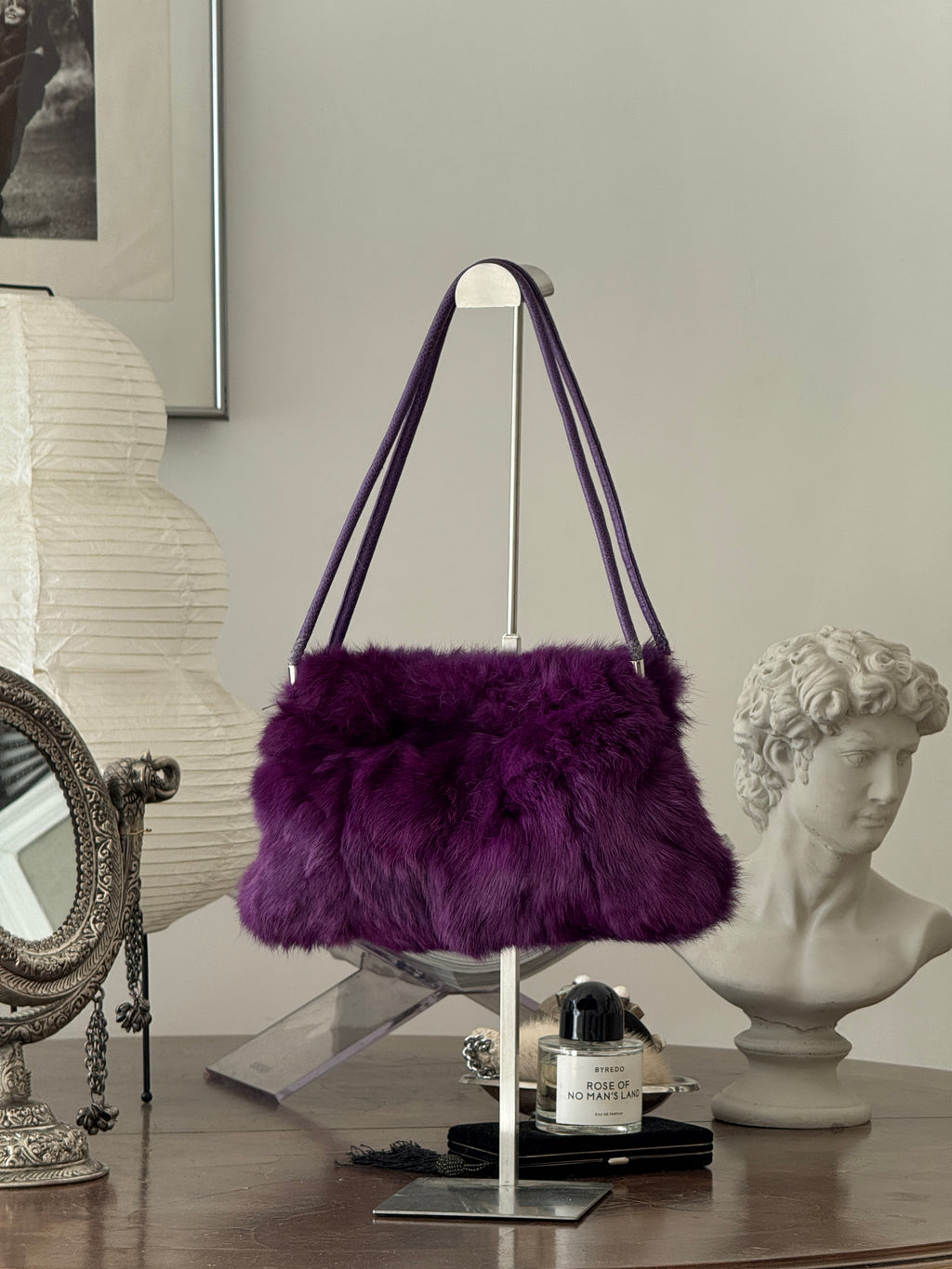 Purple Fur Shoulder Bag
