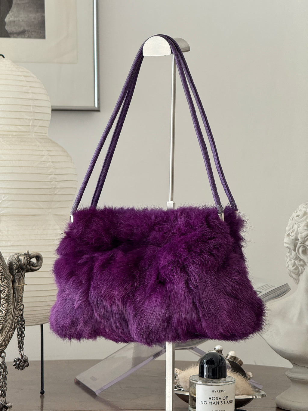 Purple Fur Shoulder Bag
