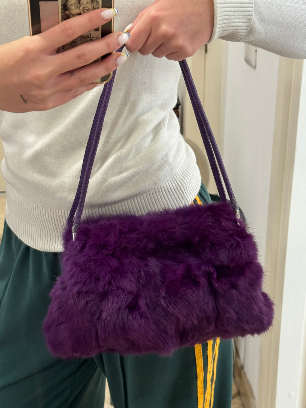 Purple Fur Shoulder Bag